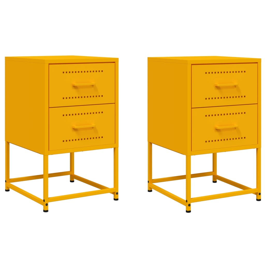 Vidaxl nachtkastjes 2 st 36x39x60,5 cm staal mosterdgeel