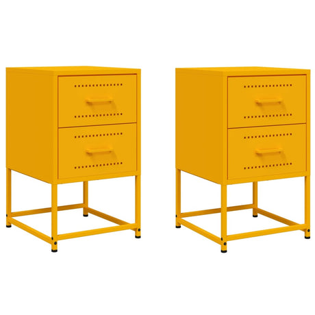 Vidaxl nachtkastjes 2 st 36x39x60,5 cm staal mosterdgeel