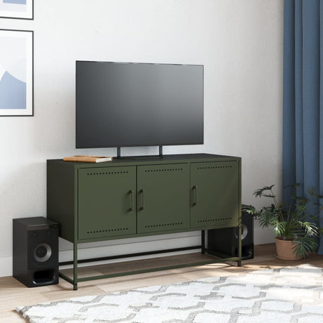Vidaxl tv-meubel 100,5x39x60,5 cm staal olijfgroen