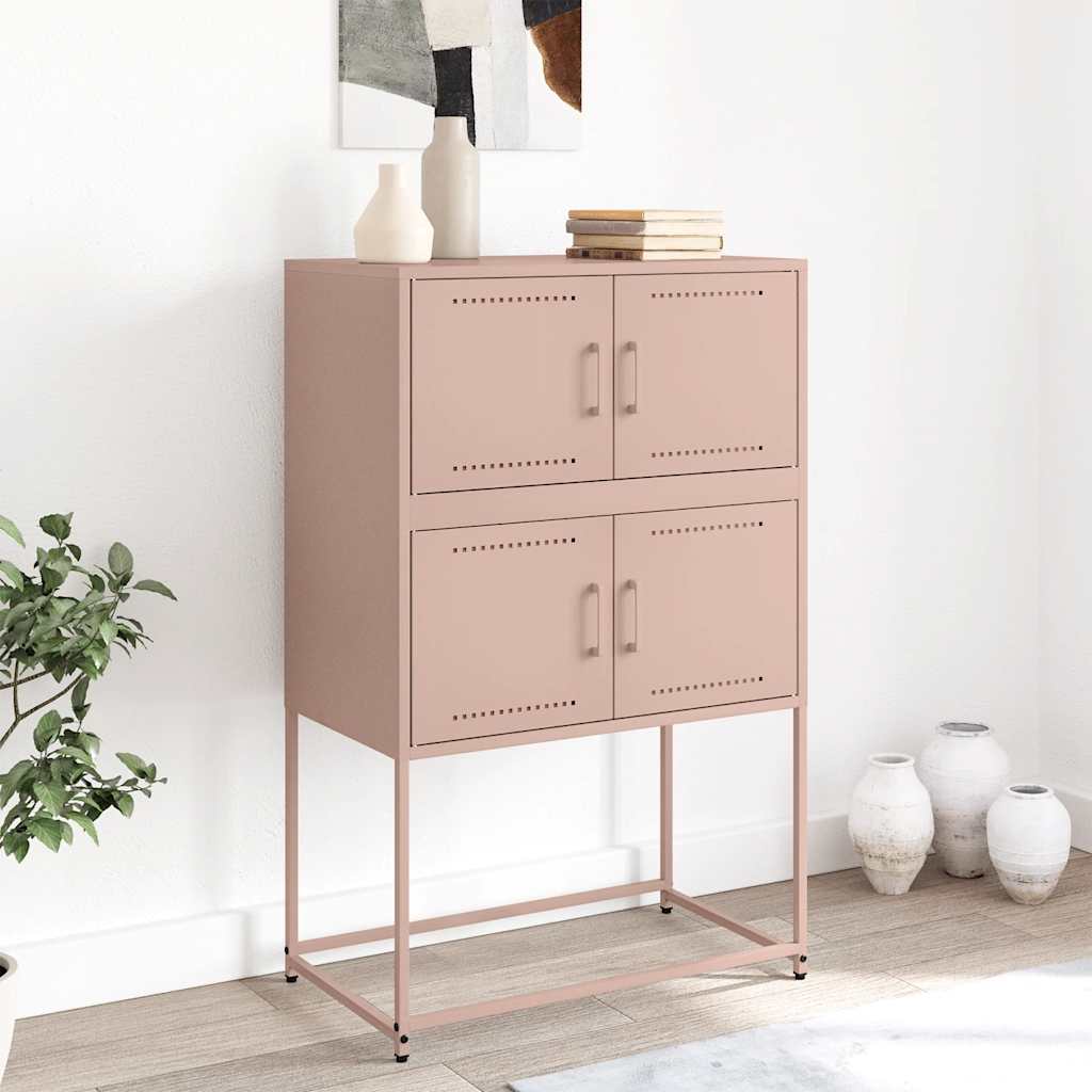 Vidaxl dressoir 68,5x38,5x107 cm staal roze