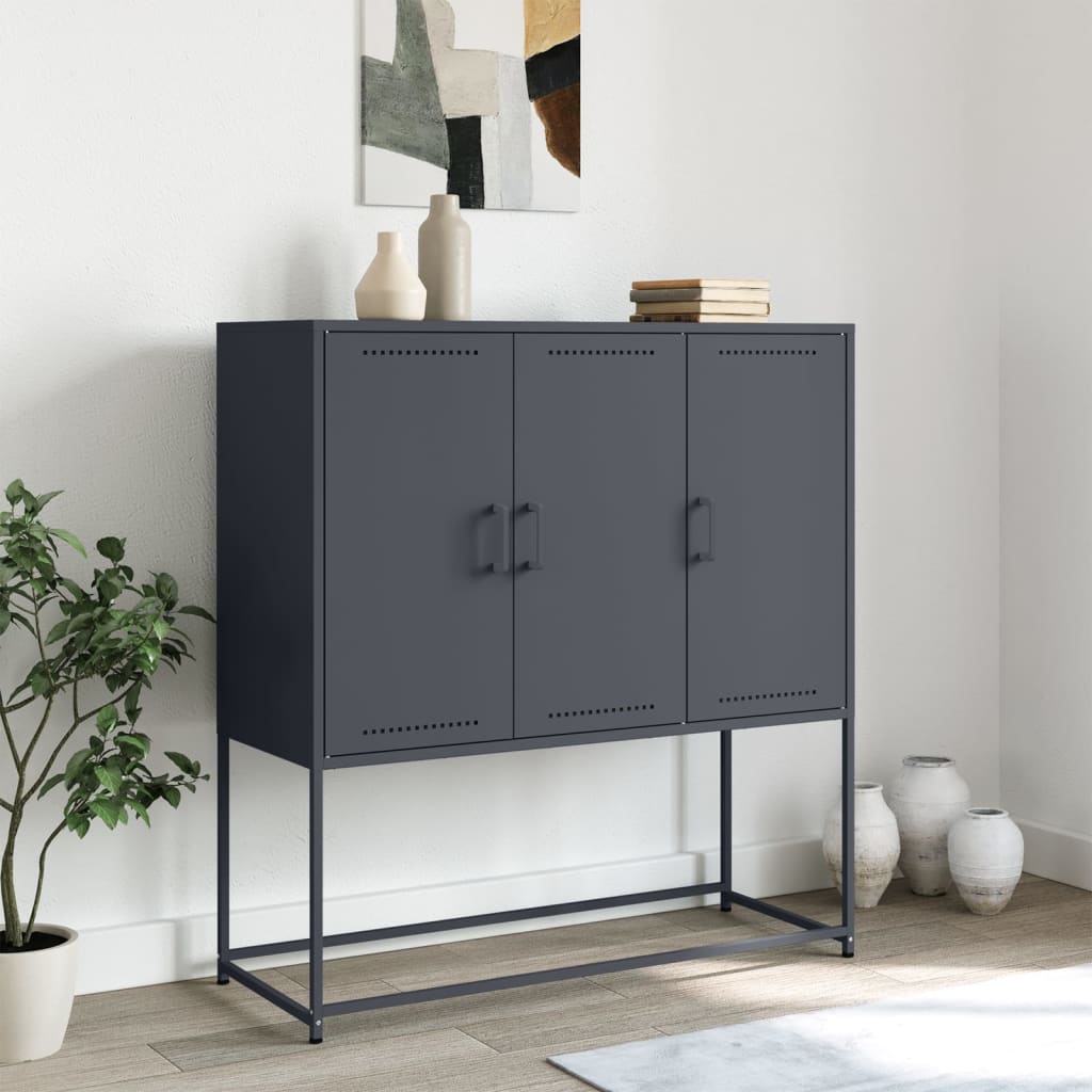 Vidaxl hoge kast 100,5x39x107 cm staal antracietkleurig