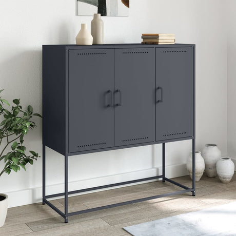 Vidaxl hoge kast 100,5x39x107 cm staal antracietkleurig