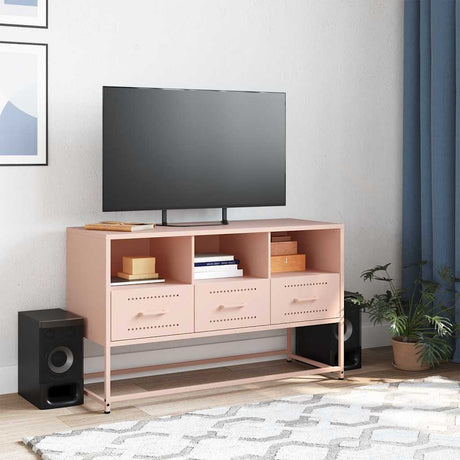 Vidaxl tv-meubel 100,5x39x60,5 cm staal roze