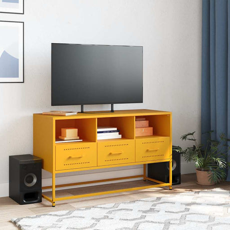Vidaxl tv-meubel 100,5x39x60,5 cm staal mosterdgeel