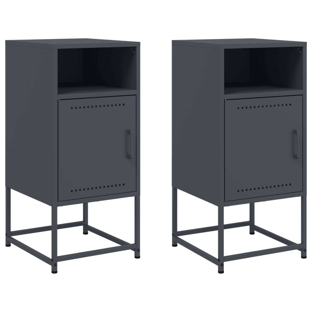 Vidaxl nachtkastjes 2 st 36x39x78 cm staal antracietkleurig