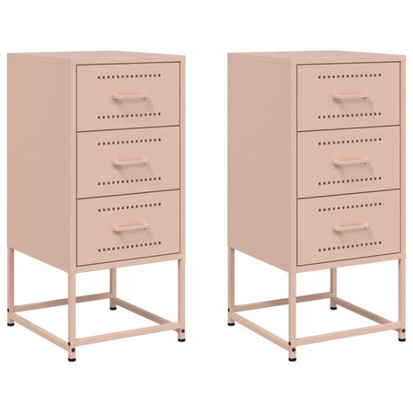Vidaxl nachtkastjes 2 st 36x39x78 cm staal roze
