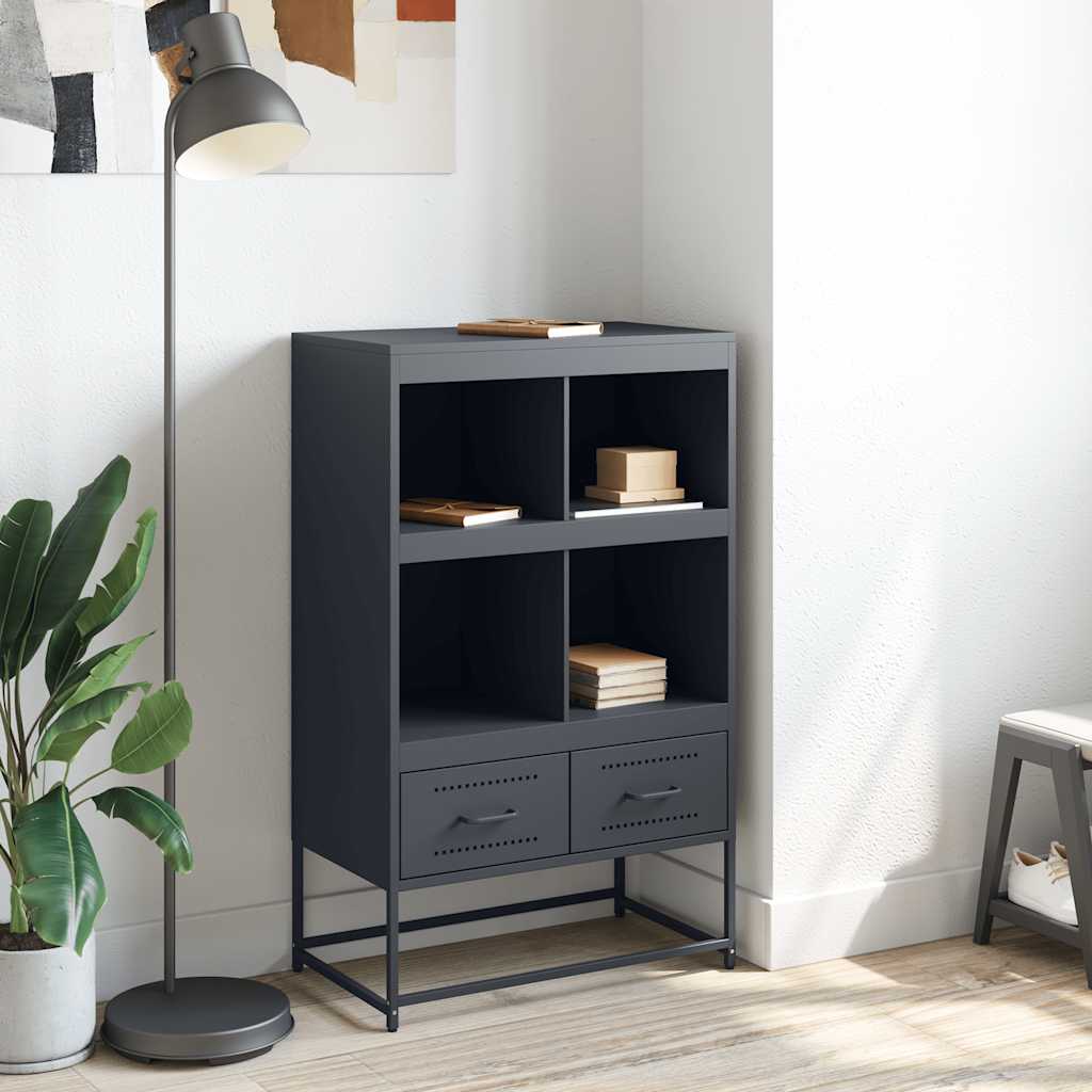 Vidaxl hoge kast 68x39x111,5 cm staal antracietkleurig