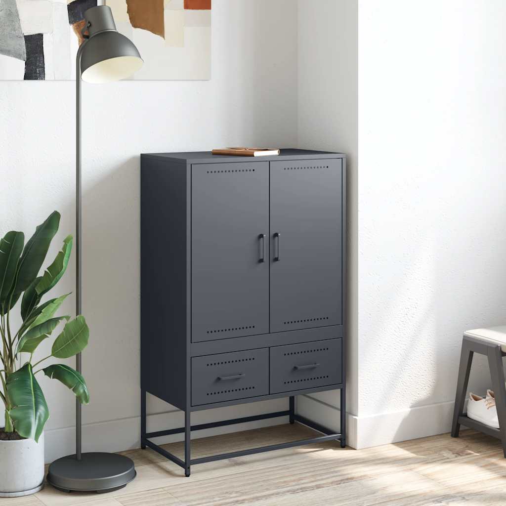 Vidaxl hoge kast 68x39x111,5 cm staal antracietkleurig