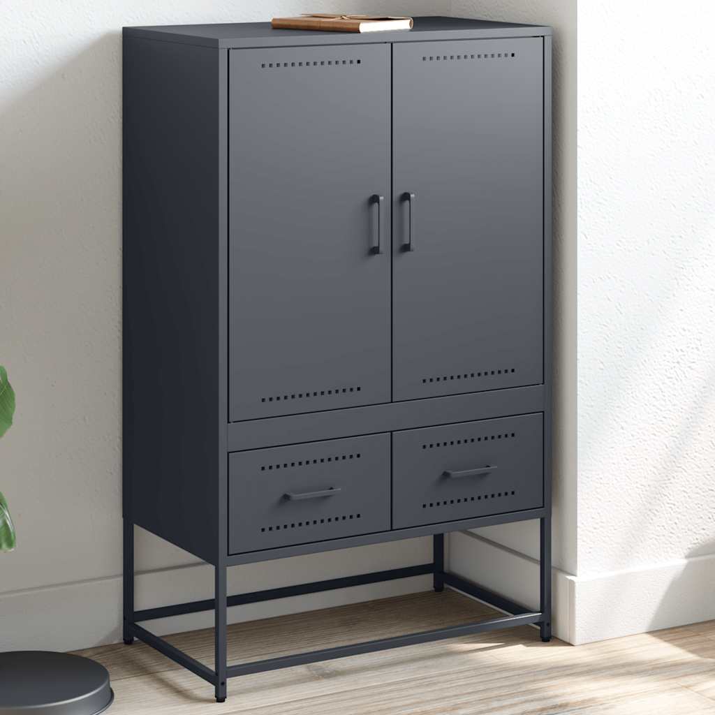 Vidaxl hoge kast 68x39x111,5 cm staal antracietkleurig