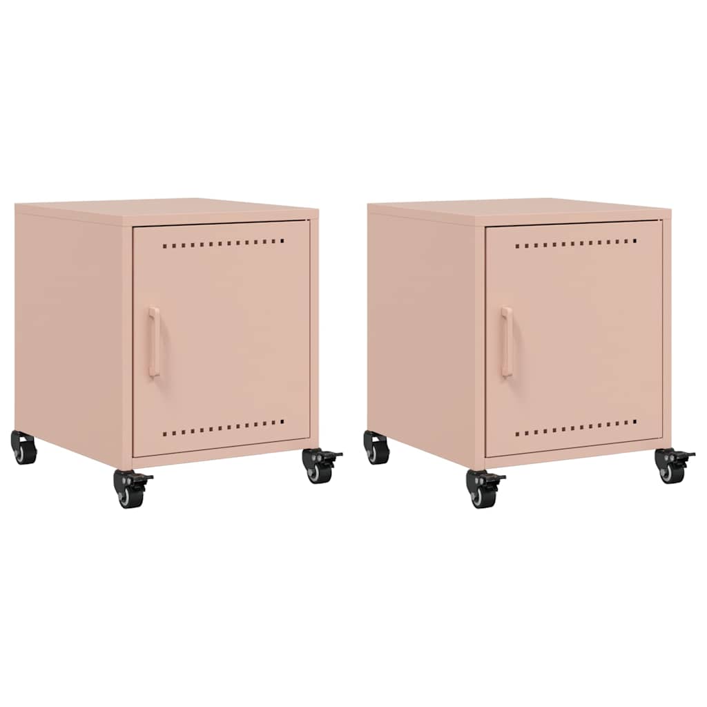 Vidaxl nachtkastjes 2 st 36x39x43,5 cm staal roze