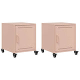 Vidaxl nachtkastjes 2 st 36x39x43,5 cm staal roze