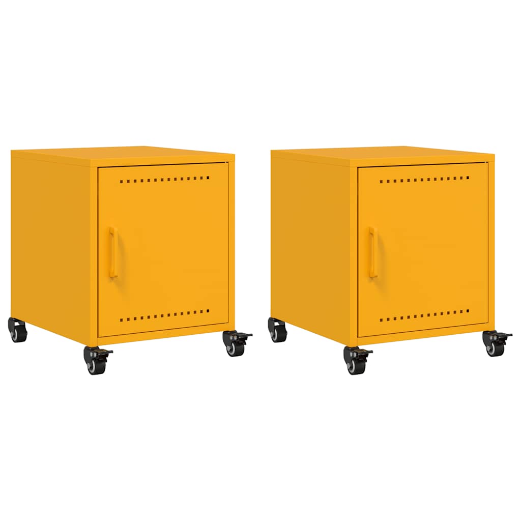 Vidaxl nachtkastjes 2 st 36x39x43,5 cm staal mosterdgeel