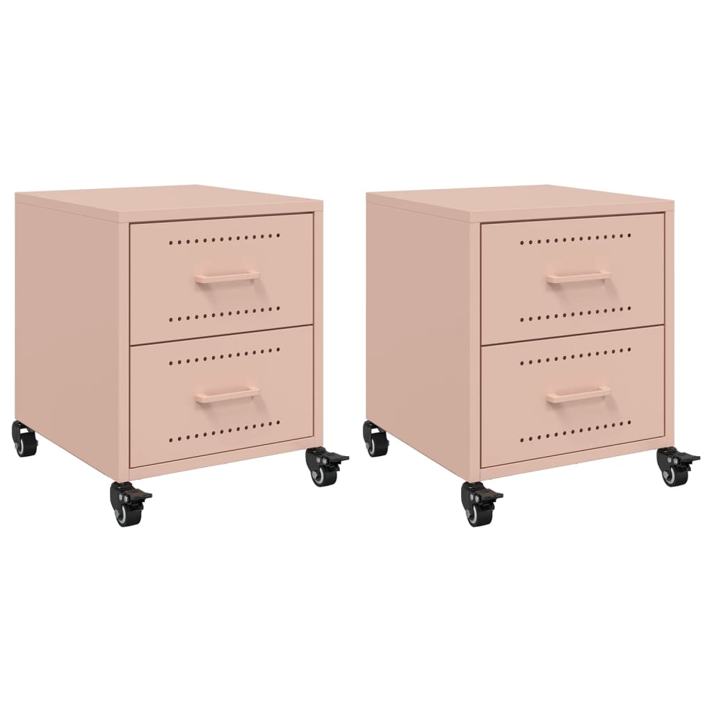 Vidaxl nachtkastjes 2 st 36x39x43,5 cm staal roze