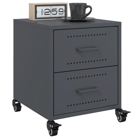 Vidaxl nachtkastjes 2 st 36x39x43,5 cm staal antracietkleurig