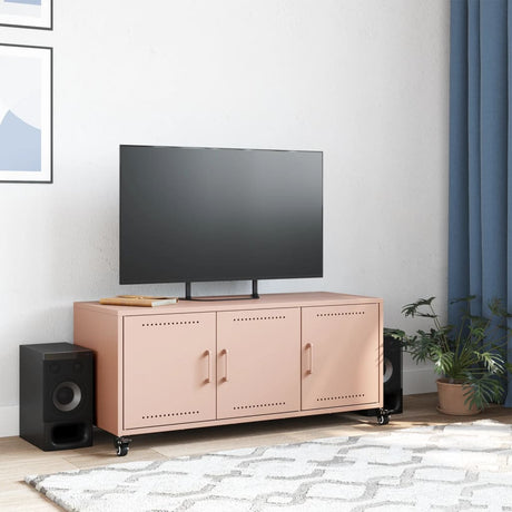 Vidaxl tv-meubel 100,5x39x43,5 cm staal roze