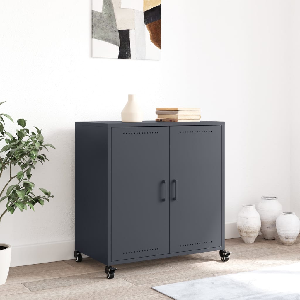 Vidaxl dressoir 68x39x72 cm staal antracietkleurig