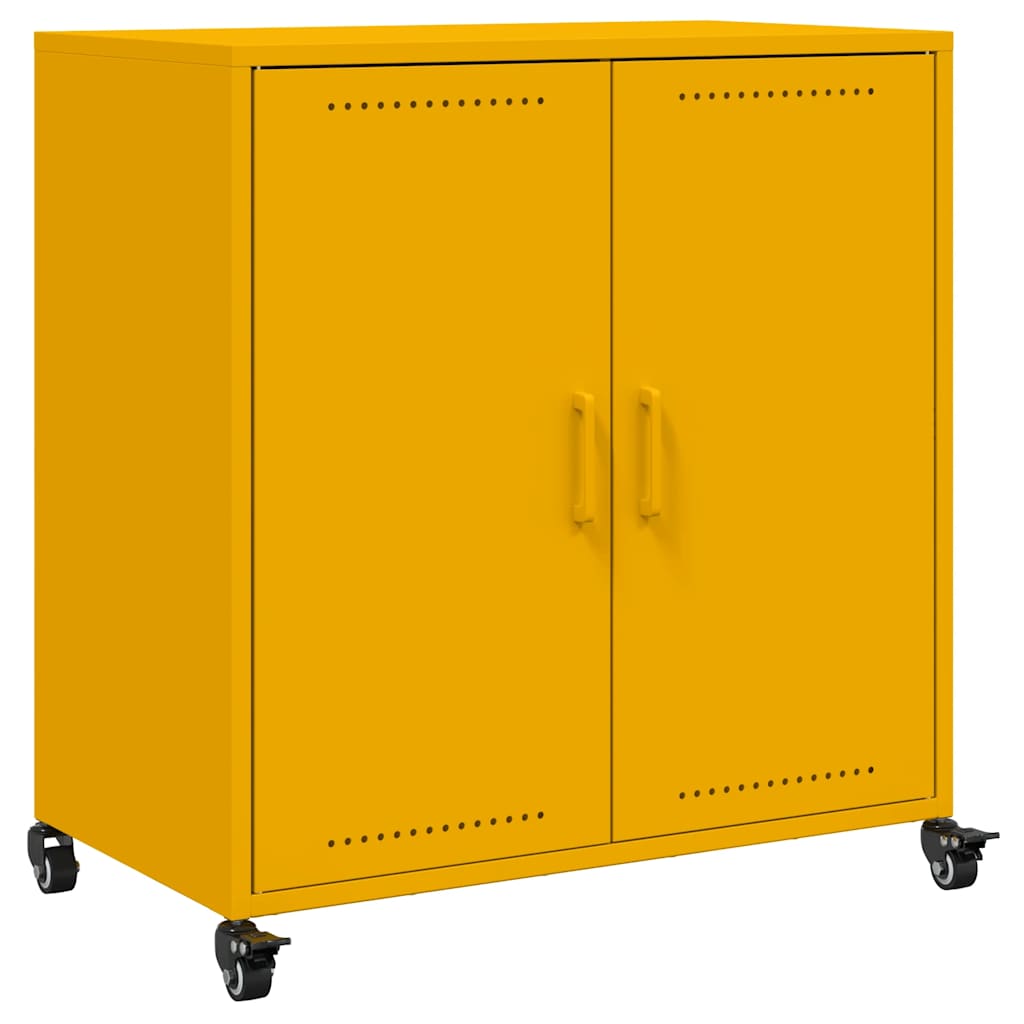 Vidaxl dressoir 68x39x72 cm staal mosterdgeel