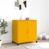Vidaxl dressoir 68x39x72 cm staal mosterdgeel