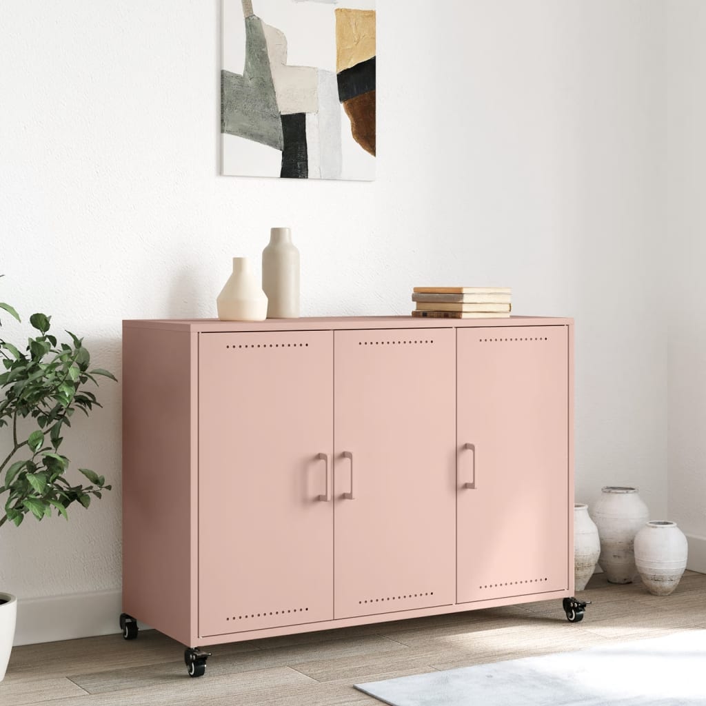 Vidaxl dressoir 100,5x39x72 cm staal roze