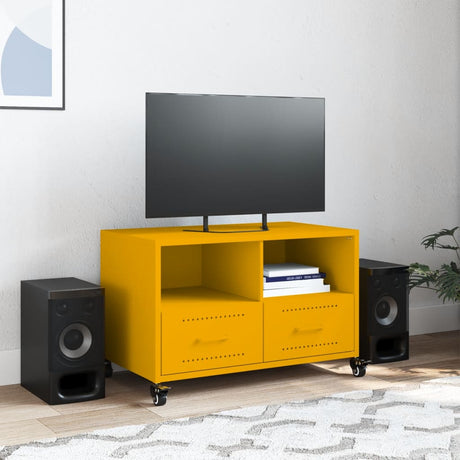 Vidaxl tv-meubel 68x39x43,5 cm staal mosterdgeel