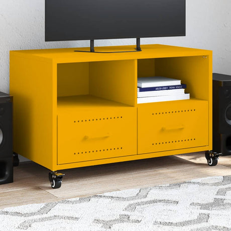 Vidaxl tv-meubel 68x39x43,5 cm staal mosterdgeel
