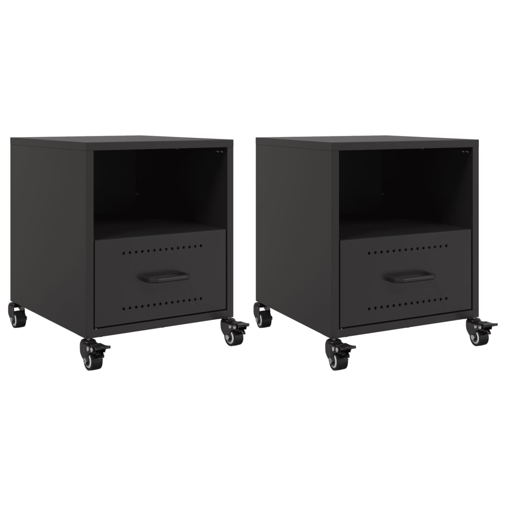 Vidaxl nachtkastjes 2 st 36x39x43,5 cm staal zwart