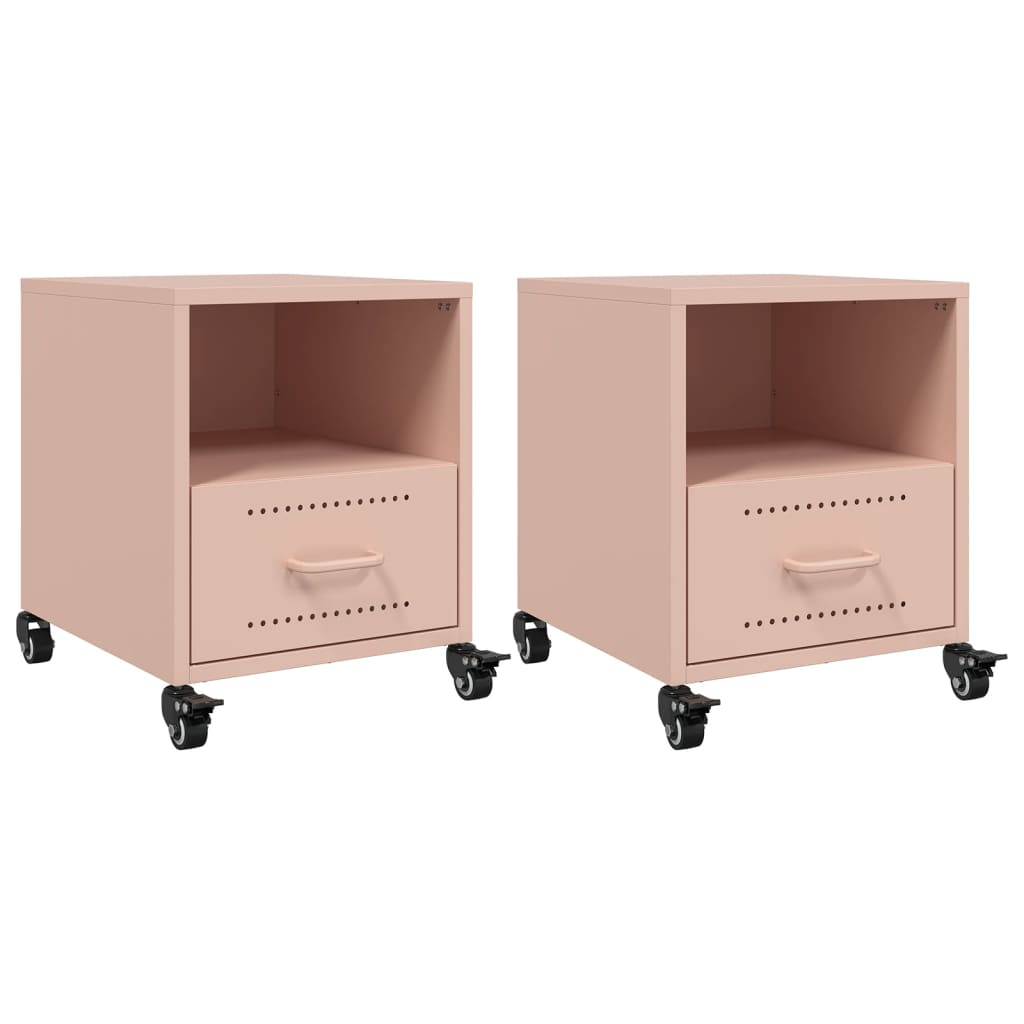 Vidaxl nachtkastjes 2 st 36x39x43,5 cm staal roze