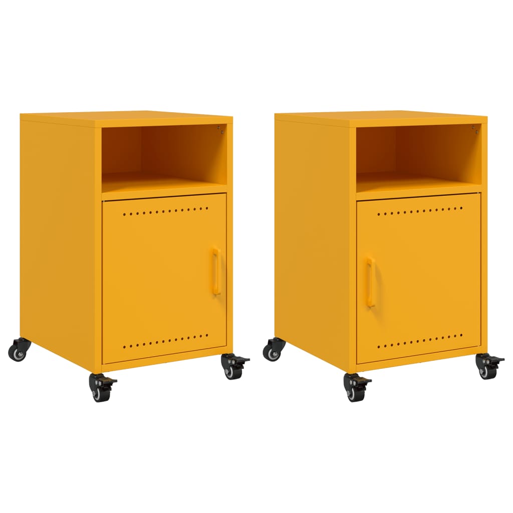 Vidaxl nachtkastjes 2 st 36x39x59 cm staal mosterdgeel