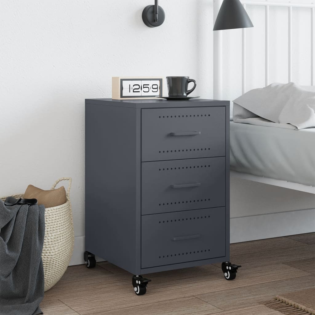 Vidaxl nachtkastje 36x39x59 cm staal antracietkleurig
