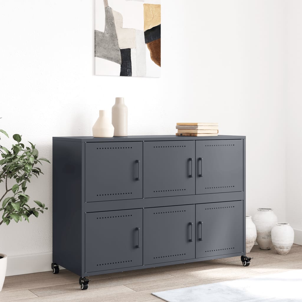Vidaxl dressoir 100,5x39x72 cm staal antracietkleurig