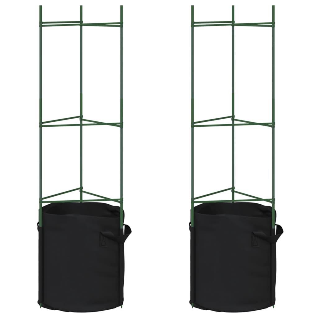 Vidaxl Tomatenkäfig mit Pflanzbeutel 2 Stück 116 cm Stahl und Polypropylen