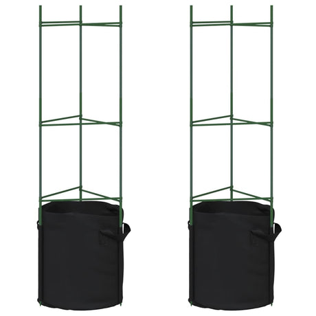 Vidaxl Tomatenkäfig mit Pflanzbeutel 2 Stück 116 cm Stahl und Polypropylen
