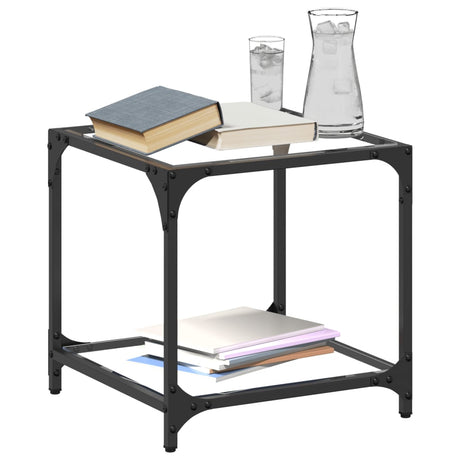 Vidaxl salontafel met transparant glazen blad 40x40x40 cm staal