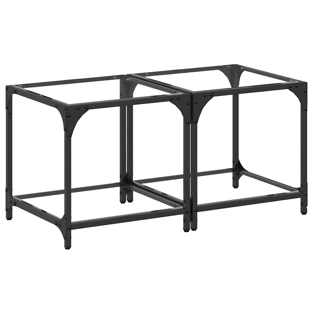 Vidaxl salontafels 2 st met transparant glazen blad 40x40x40 cm staal