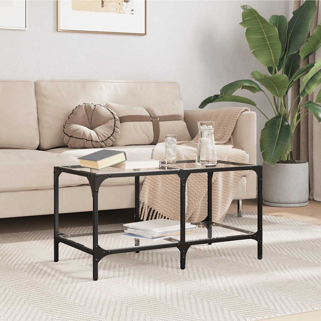 Vidaxl salontafel met transparant glazen blad 78,5x40x40 cm staal