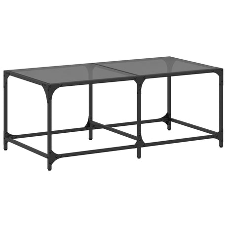 Vidaxl salontafel met zwart glazen blad 98,5x50x40 cm staal