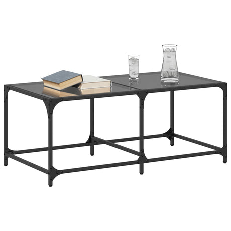 Vidaxl salontafel met zwart glazen blad 98,5x50x40 cm staal