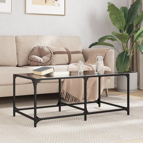 Vidaxl salontafel met zwart glazen blad 98,5x50x40 cm staal