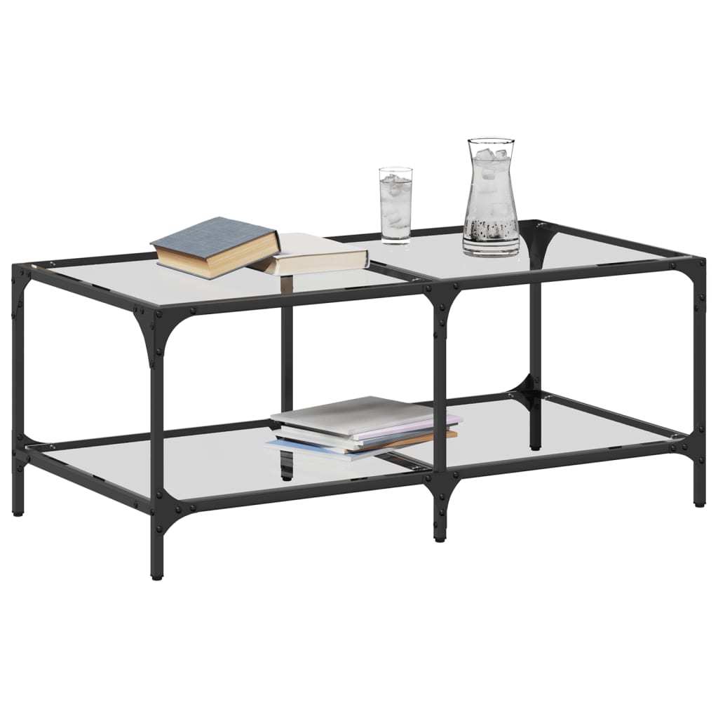 Vidaxl salontafel met transparant glazen blad 98,5x50x40 cm staal