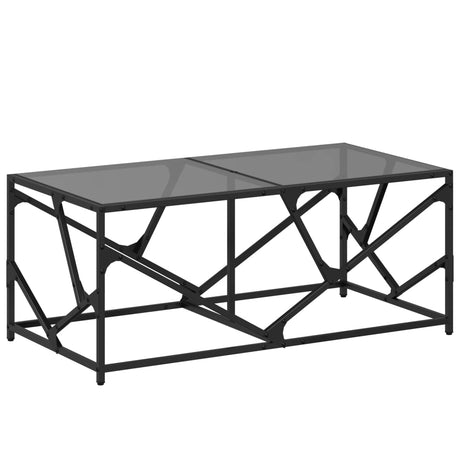 Vidaxl salontafel met zwart glazen blad 98,5x50x41 cm staal