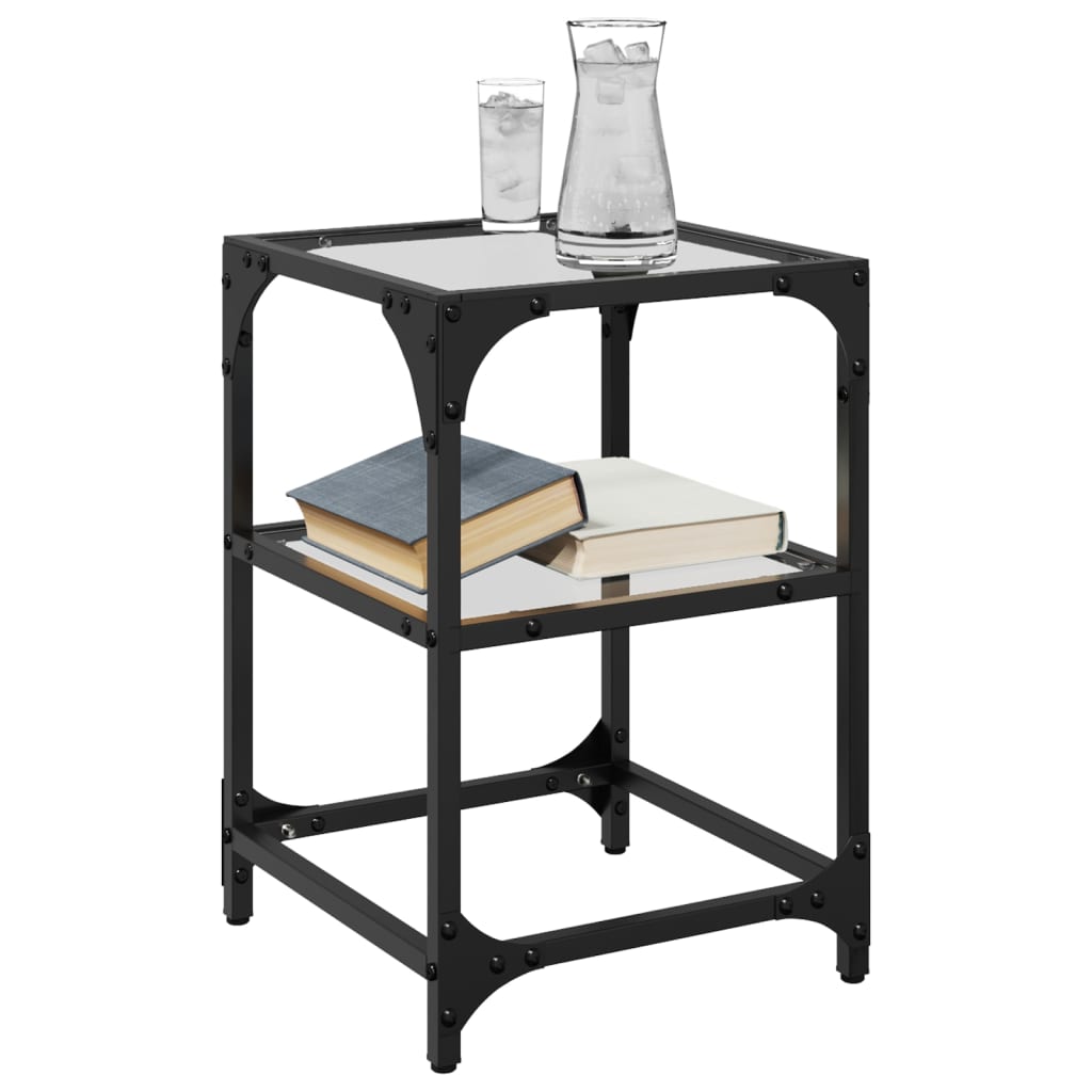 Vidaxl salontafel met transparant glazen blad 30x30x45 cm staal