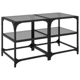 Vidaxl salontafels 2 st met zwart glazen blad 40x40x45 cm staal