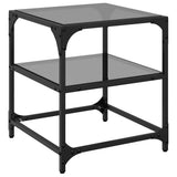 Vidaxl salontafels 2 st met zwart glazen blad 40x40x45 cm staal