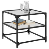 Vidaxl salontafels 2 st met transparant glazen blad 50x50x45 cm staal