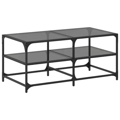 Vidaxl salontafel met zwart glazen blad 98,5x50x45 cm staal