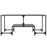 Vidaxl salontafel met zwart glazen blad 98,5x50x45 cm staal