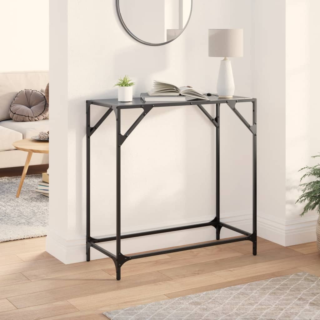 Vidaxl wandtafel met zwart glazen blad 80x35x81 cm staal