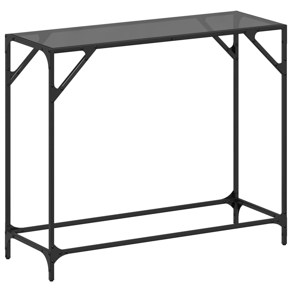 Vidaxl wandtafel met zwart glazen blad 98x35x81 cm staal
