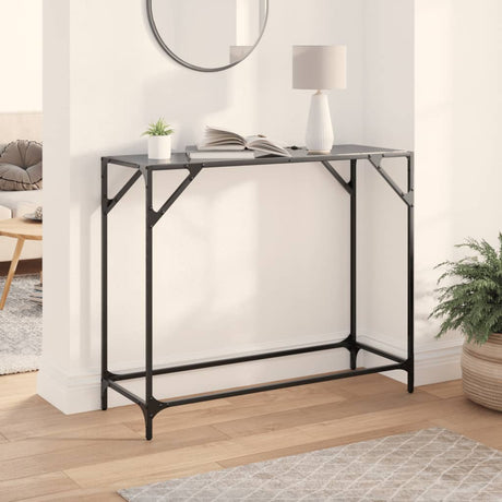 Vidaxl wandtafel met zwart glazen blad 98x35x81 cm staal