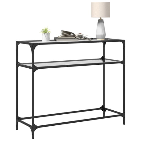Vidaxl wandtafel met transparant glazen blad 98x35x81 cm staal